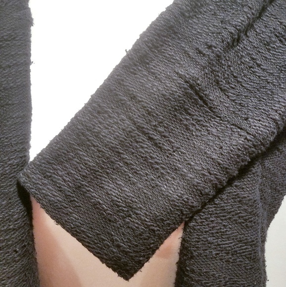 NWT Hem & Thread Black Textured Cotton Hoodie S - Picture 5 of 7